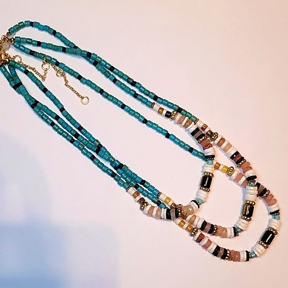 Free People West Coast Boho Layered beaded necklace NWT Western Coastal - Picture 5 of 10